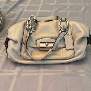 Coach Metallic Cream Satchel
